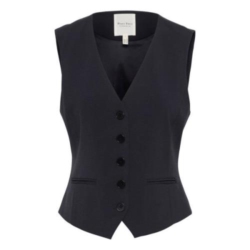 Klassieke Vest Donkerblauw Elegante Knopen Part Two , Blue , Dames