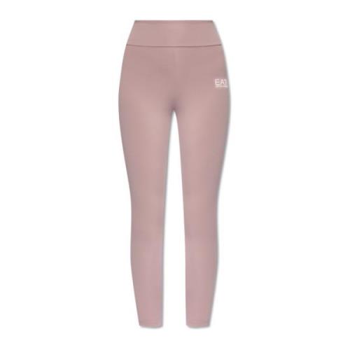 Leggings met bedrukt logo Emporio Armani EA7 , Purple , Dames