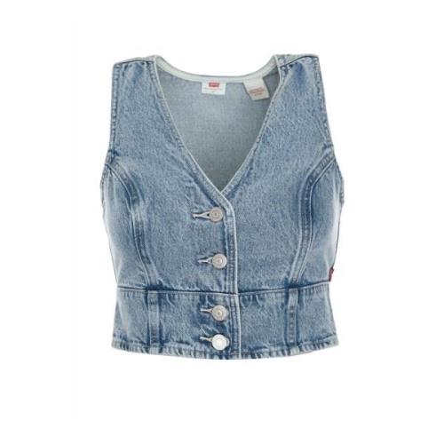 Denim Corset Top met V-hals Levi's , Blue , Dames