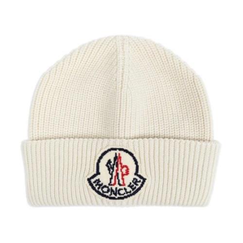 Pixel Effect Logo Beanie Hat Moncler , White , Heren