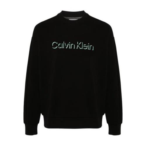 Zwarte Katoenen Crewneck Sweater Calvin Klein , Black , Heren