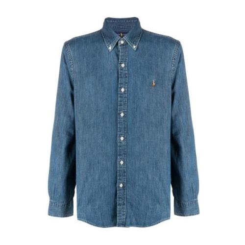 Denim Sportshirt Lange Mouw Polo Ralph Lauren , Blue , Heren