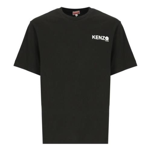 Zwart Bloemenprint Crew Neck T-shirt Kenzo , Black , Heren