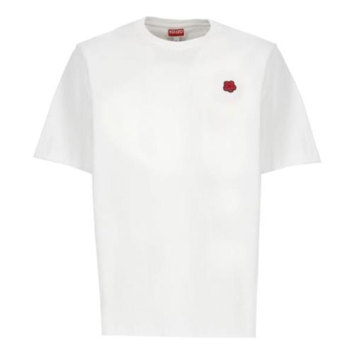 Witte Bloem Geborduurd T-shirt Kenzo , White , Heren