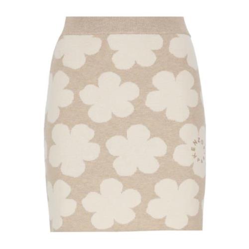 Beige Wol Katoen Rok Hana Dots Kenzo , Beige , Dames