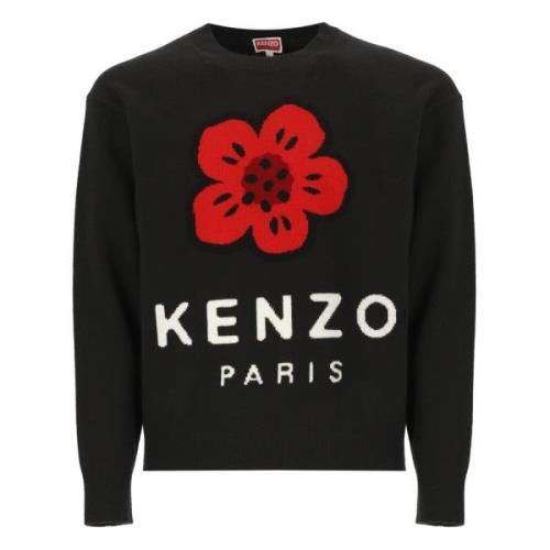 Zwarte Wol Jumper Ronde Hals Lange Mouwen Kenzo , Black , Heren