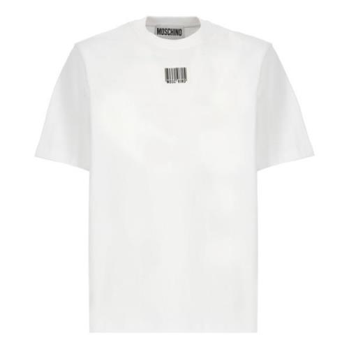 Wit Crew Neck Logo T-shirt Moschino , White , Heren