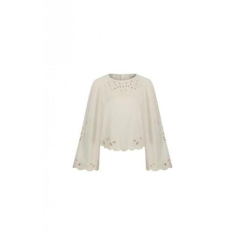 Pofmouw Top met Strikdetail Fabienne Chapot , White , Dames