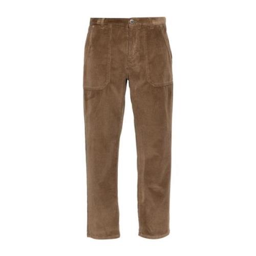 Ribfluwelen Broek Bruin Logo Patch Pinko , Brown , Dames