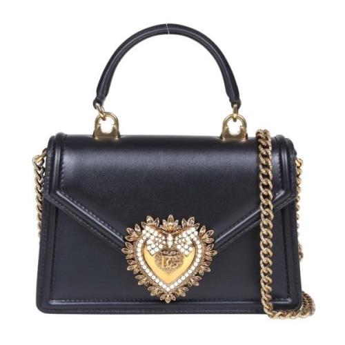 Zwarte Leren Handtas Juweelhart Dolce & Gabbana , Black , Dames