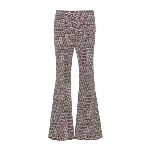 Gebloemde Jacquard Hoge Taille Wijde Broek Etro , Brown , Dames