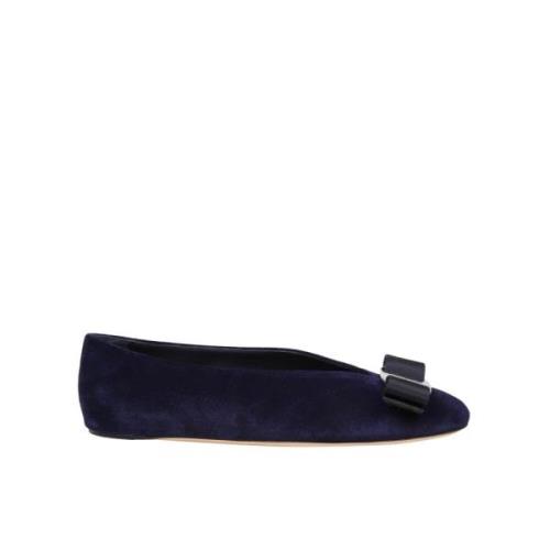 Blauwe Velvet Ballerina Elegante Vanna Stijl Salvatore Ferragamo , Blu...