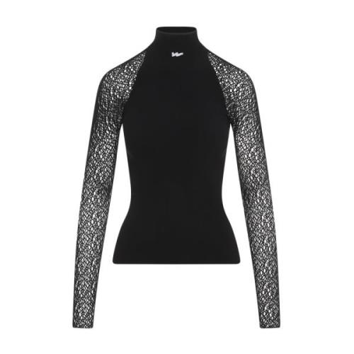 Zwart Net Top Lange Mouwen Wolford , Black , Dames