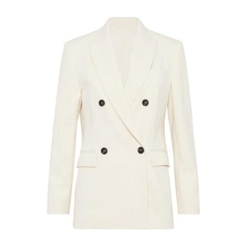 Dubbelborstige witte jas Brunello Cucinelli , White , Dames