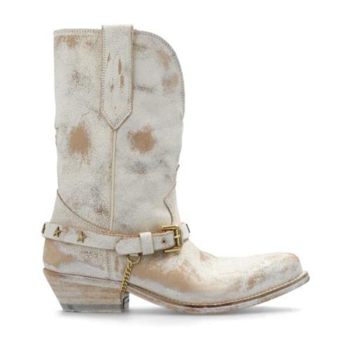 ‘Wish Star Low’ enkellaarzen met hak Golden Goose , Beige , Dames