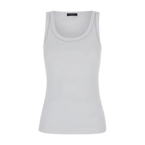 Witte mouwloze U-hals top met strass trim Fabiana Filippi , White , Da...