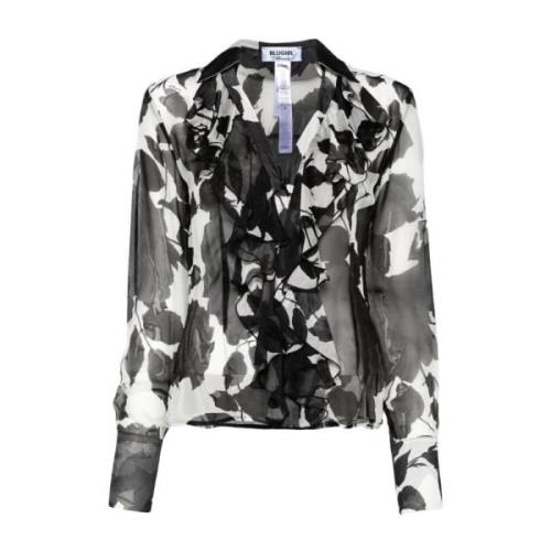 Bloemenprint Zijden Blouse Blugirl , Multicolor , Dames