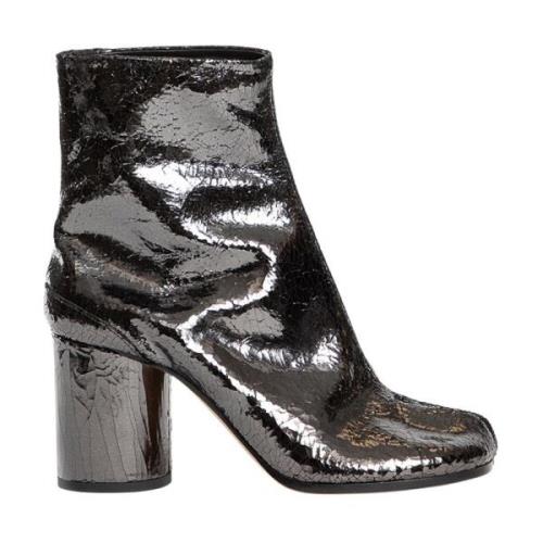 Ironcrackled Mirror Leren Enkellaarzen Maison Margiela , Gray , Dames