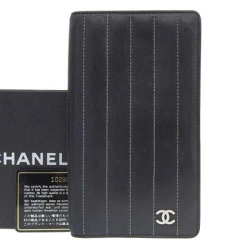 Pre-owned Leather wallets Chanel Vintage , Black , Dames