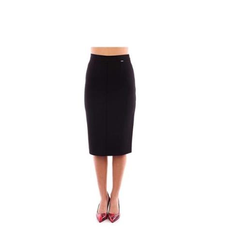 Knielange Rok met een Twist Twinset , Black , Dames