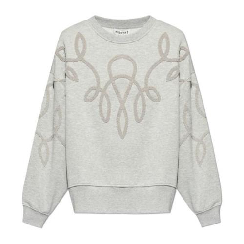 Sweatshirt met logo Munthe , Gray , Dames