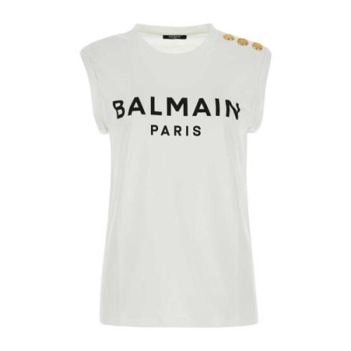 Katoenen Tank Top Balmain , White , Dames