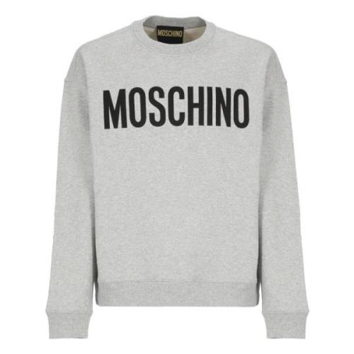 Grijze Katoenen Sweatshirt Ronde Hals Logo Moschino , Gray , Heren