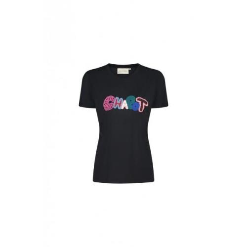 Zwart T-shirt met Ronde Hals en Borduursel Fabienne Chapot , Black , D...