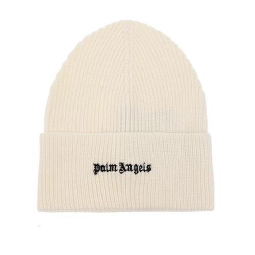 Beanie met logo Palm Angels , Beige , Heren