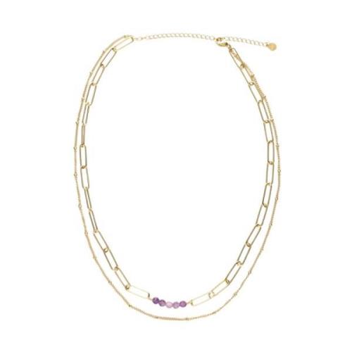 Dames Sieraden Ketting Dubbel Chain Notre-v , Purple , Dames