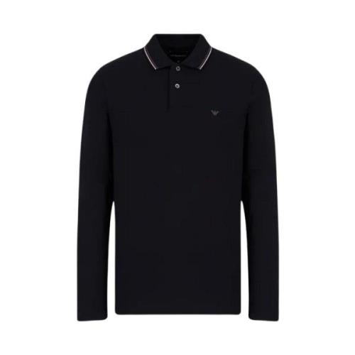 Lange Mouw Polo Shirt Emporio Armani , Blue , Heren