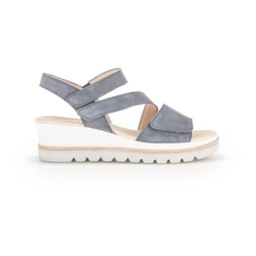 Blauwe Suède Kruisband Sandalen Gabor , Blue , Dames