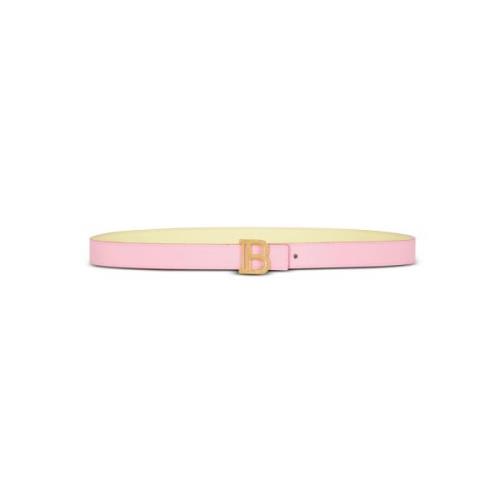 Omkeerbare gladde kalfsleren skinny B-Riem Balmain , Pink , Dames