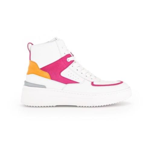 Witte Leren Hoge Sneakers Gabor , Multicolor , Dames