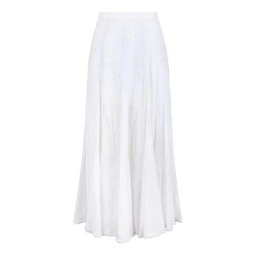 Katoenen Lange Rok met Guipure Kant Charo Ruiz Ibiza , White , Dames