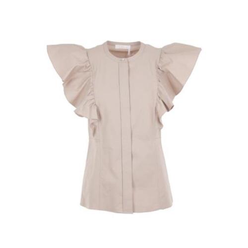 Beige Ruche Flare Shirt Chloé , Beige , Dames