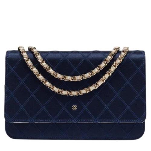 Pre-owned Leather wallets Chanel Vintage , Blue , Dames