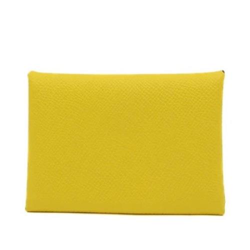 Pre-owned Leather wallets Hermès Vintage , Yellow , Dames