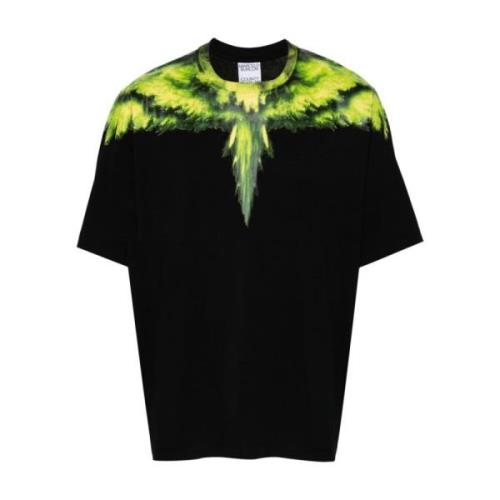 Wings Print Katoenen T-shirts en Polos Marcelo Burlon , Black , Heren