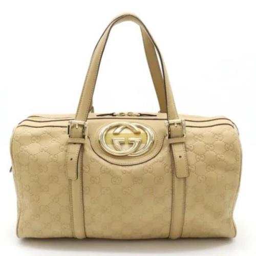 Pre-owned Leather totes Gucci Vintage , Beige , Dames