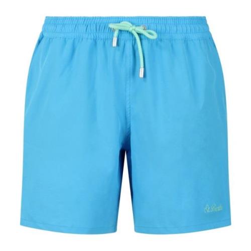 Stretch Zwemshort met Logo Borduursel MC2 Saint Barth , Blue , Heren