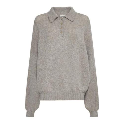 Sepia Melange Cashmere Polo Sweater Khaite , Beige , Dames