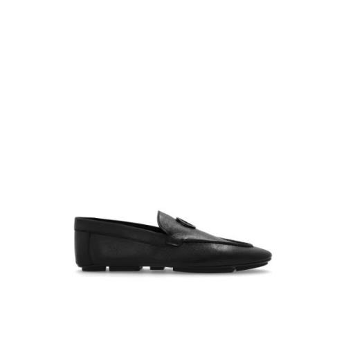 Leren Loafers Giorgio Armani , Black , Heren