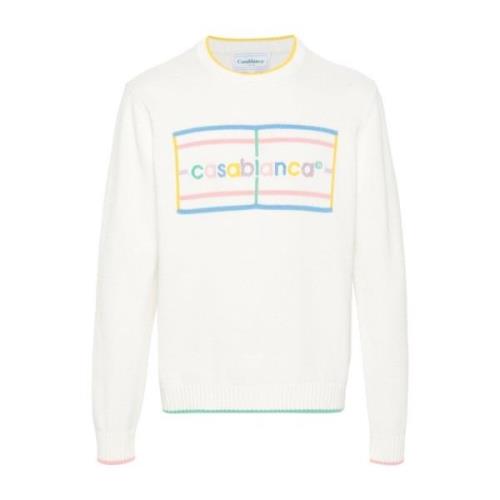 Chenille Logo Patch Sweater Casablanca , White , Heren