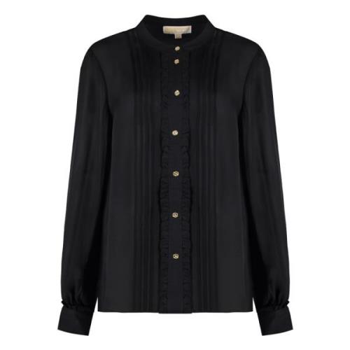 Zijden blend blouse met decoratieve ruches Michael Kors , Black , Dame...