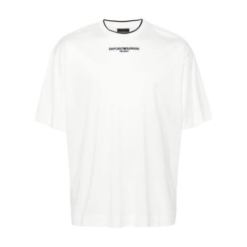 Witte Crew Neck Logo T-shirts Polos Emporio Armani , White , Heren