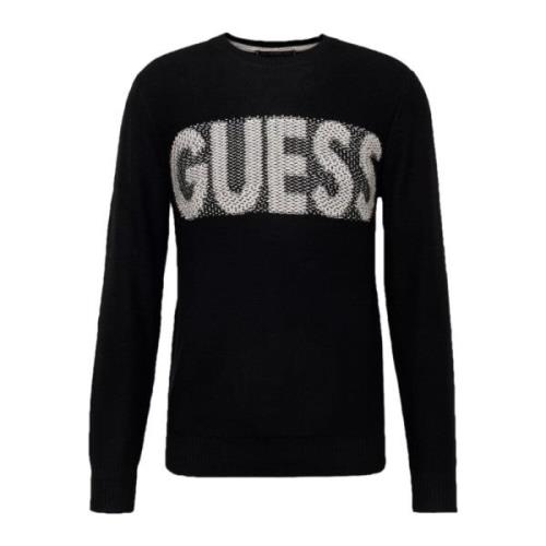 Crew Neck Sweater Guess , Black , Heren