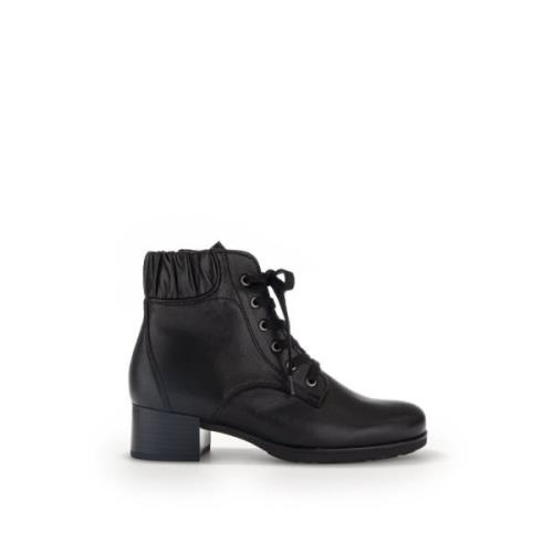 Zwarte Leren Veterschoenen Gabor , Black , Dames