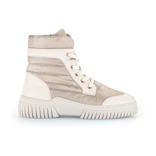 Beige Leren Hoge Sneakers Gabor , Beige , Dames