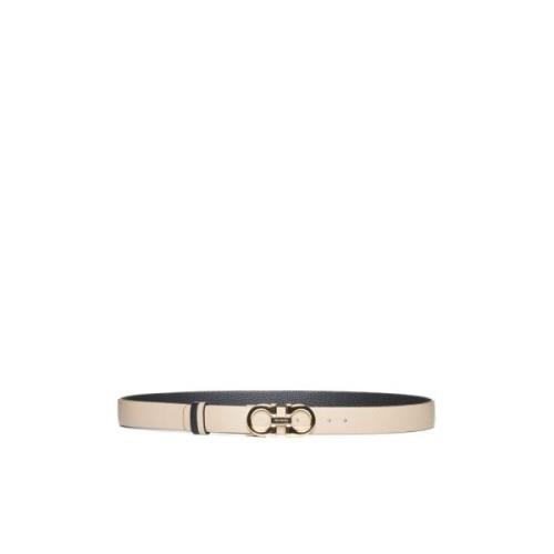 Omkeerbare Leren Riem met Gancini Gesp Salvatore Ferragamo , Beige , D...